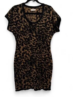 Calvin Klein Black and Brown Animal Print Knit Top